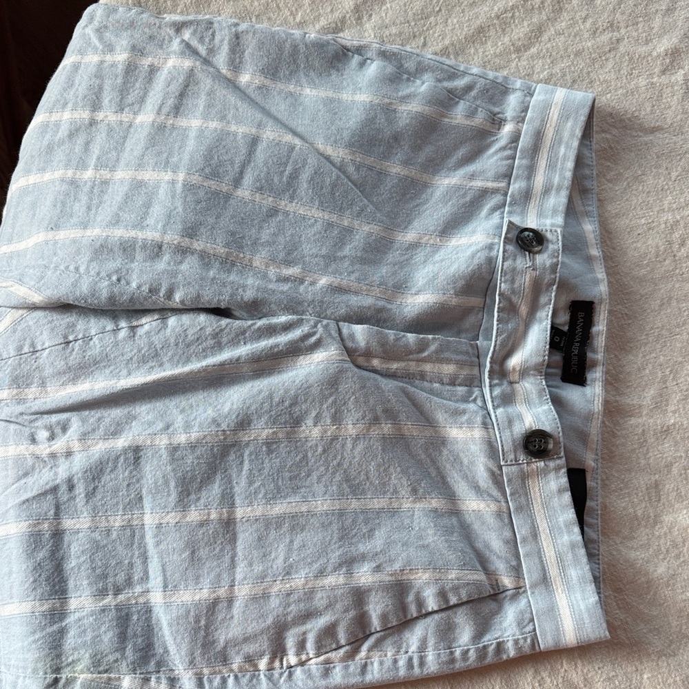 Banana Republic Striped Blue Linen blend Pants